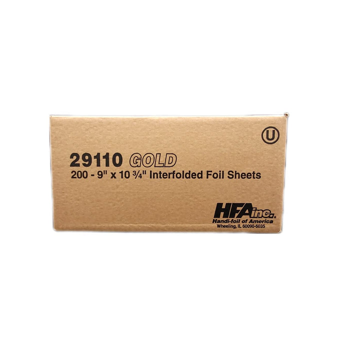 Handi Foil Interfolded Gold Foil Sheet, 8 x 10 inch - 200 per pack - 12 packs per case.