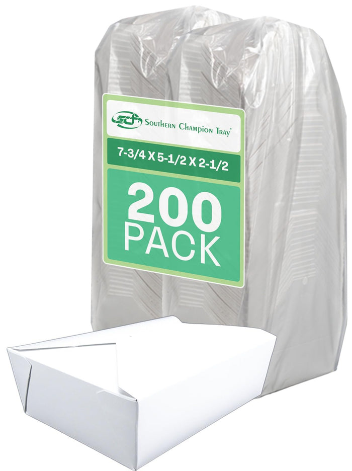 SCT ChampPak Retro Carryout Boxes, #3, 7.75 x 5.5 x 2.5, White, Paper, 200/Carton
