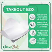 SCT ChampPak Retro Carryout Boxes, #3, 7.75 x 5.5 x 2.5, White, Paper, 200/Carton view 3