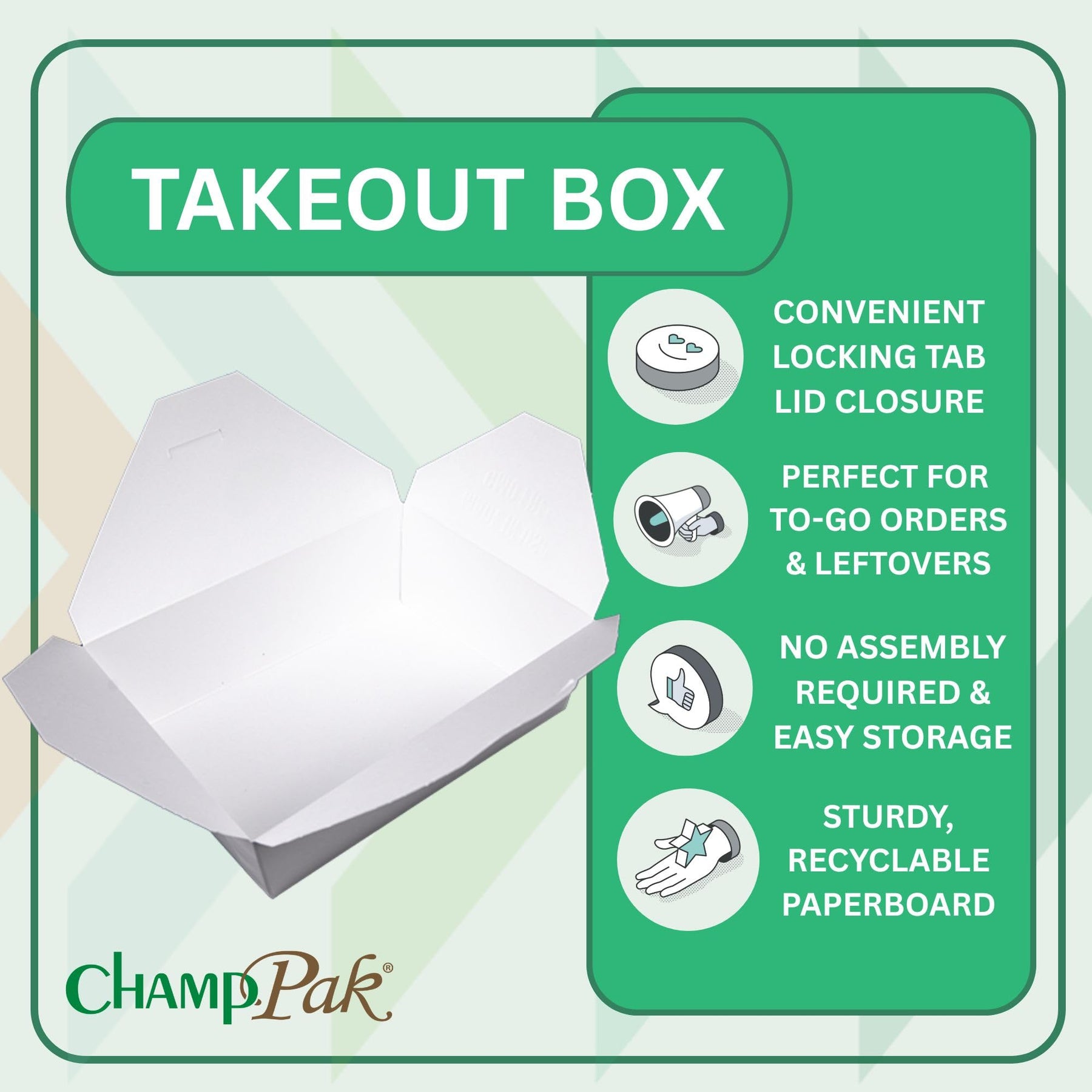 SCT ChampPak Retro Carryout Boxes, #3, 7.75 x 5.5 x 2.5, White, Paper, 200/Carton view 3