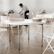 Flash Furniture 4 ft Plastic Round Folding Table, Granite White view 4
