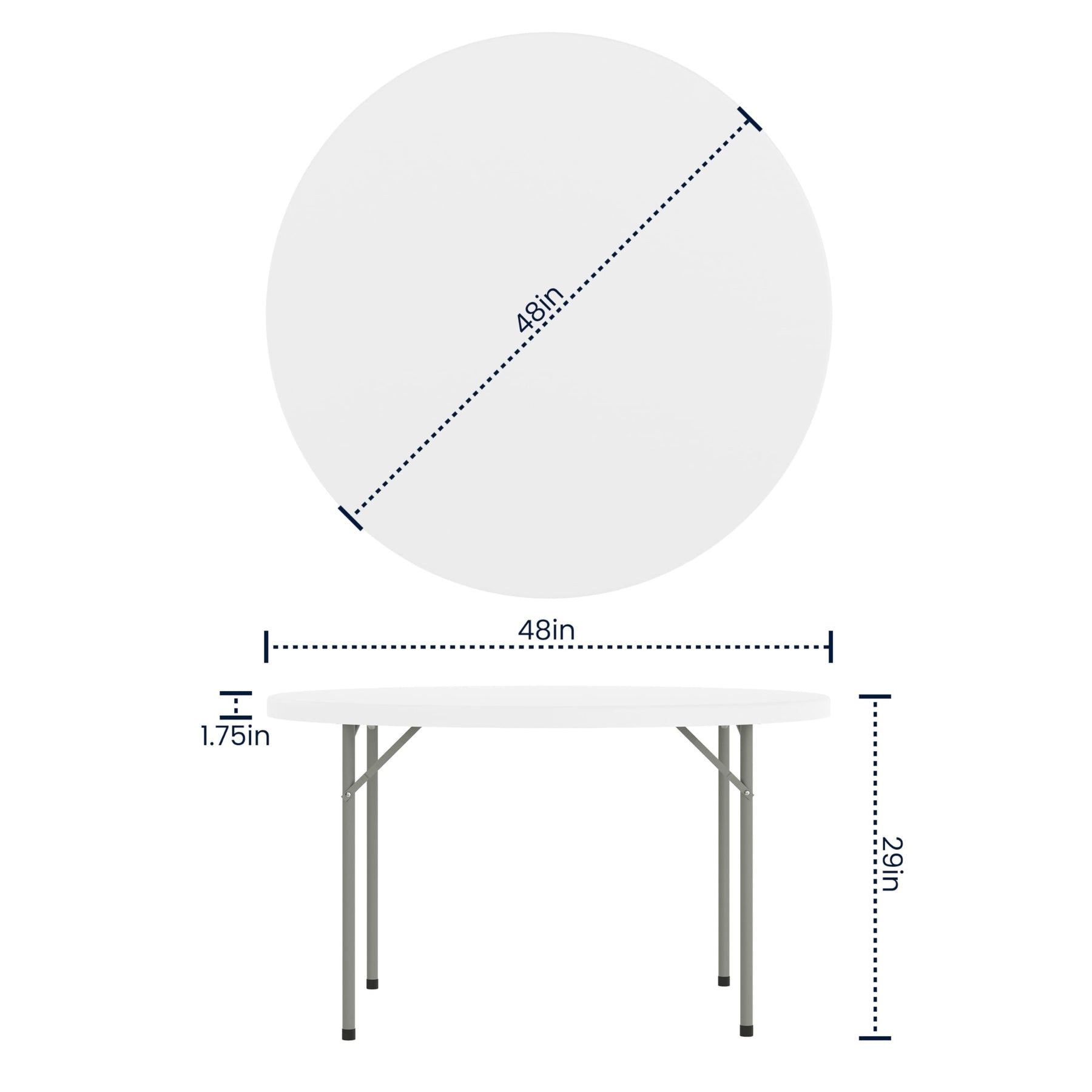 Flash Furniture 4 ft Plastic Round Folding Table, Granite White view 5