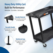 Luxor 32" x 18" Tub Storage Cart 2 Shelves - Black, (EC11-B) view 7