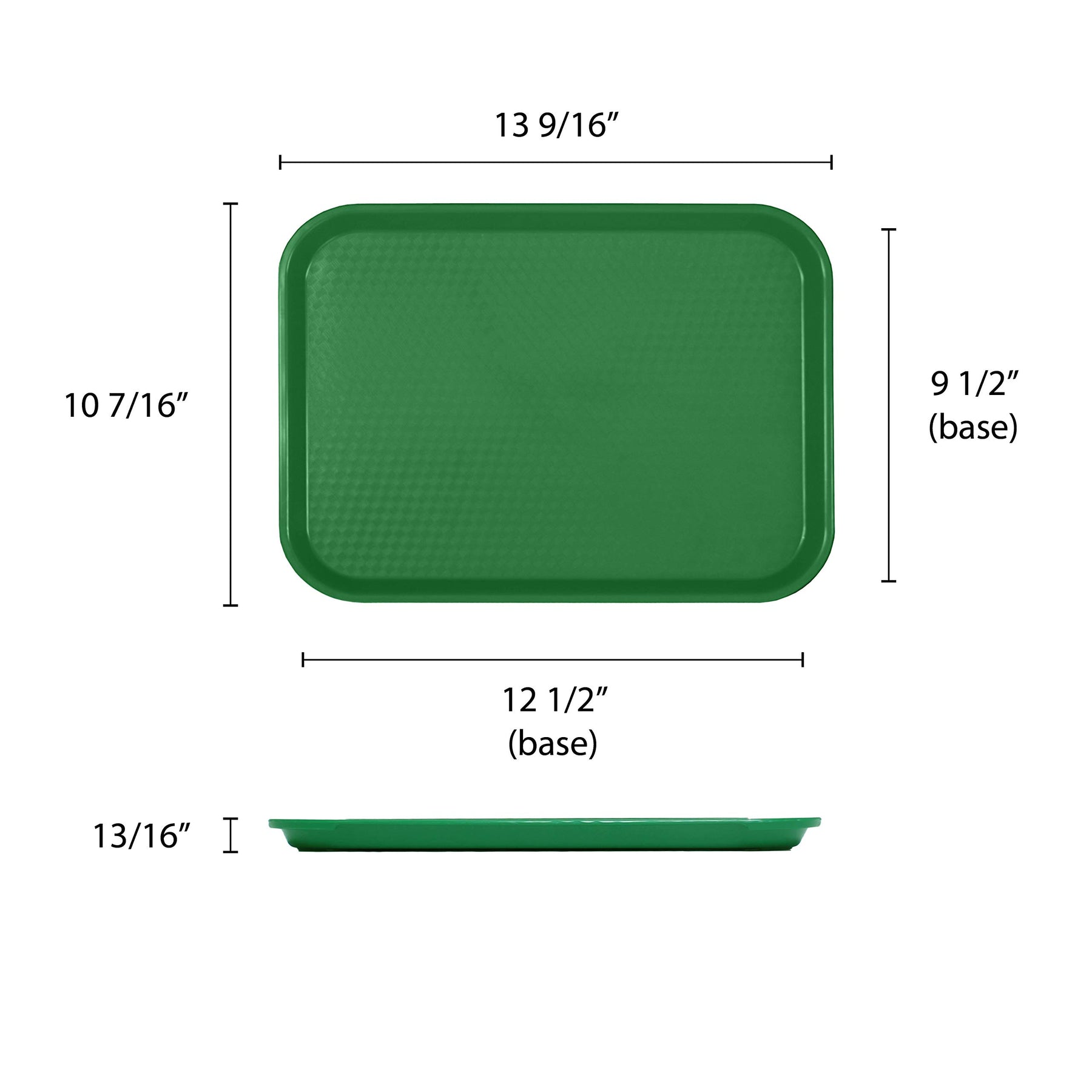 Thunder Group 10.5" x 13.63" rectangular plastic fast food tray, green, comes in each view 2