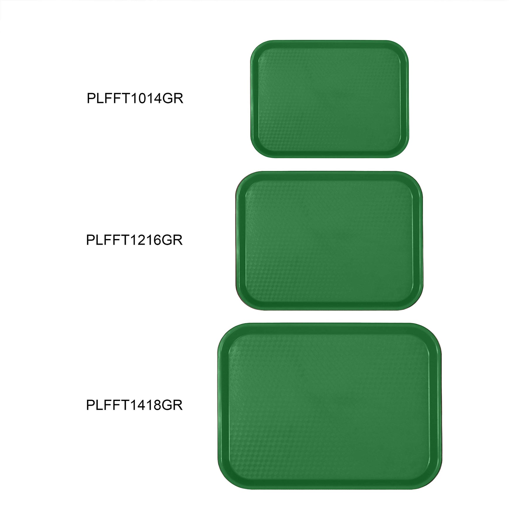 Thunder Group 10.5" x 13.63" rectangular plastic fast food tray, green, comes in each view 4