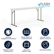 Flash Furniture 6 ft Plastic Folding Table, Granite White, 10-Pack view 2