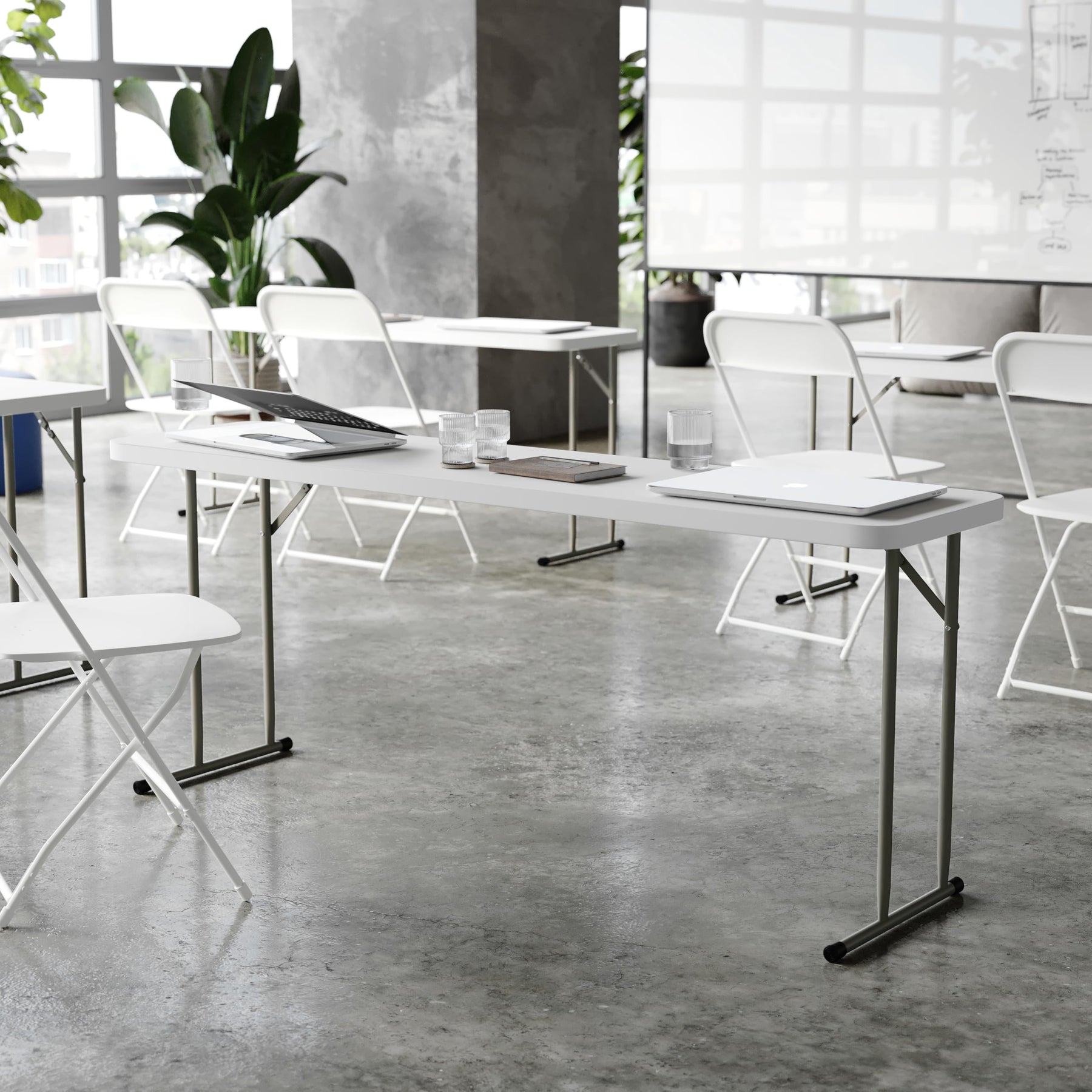 Flash Furniture 6 ft Plastic Folding Table, Granite White, 10-Pack view 6
