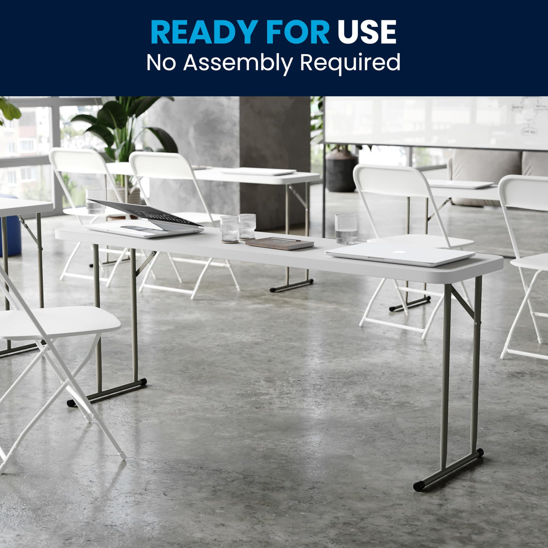 Flash Furniture 6 ft Plastic Folding Table, Granite White, 10-Pack view 9