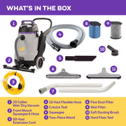 ProTeam Wet Dry Vacuums, ProGuard 20, 20-Gallon Commercial Wet Dry Vacuum Cleaner with Tool Kit and Front Mount Squeegee view 2