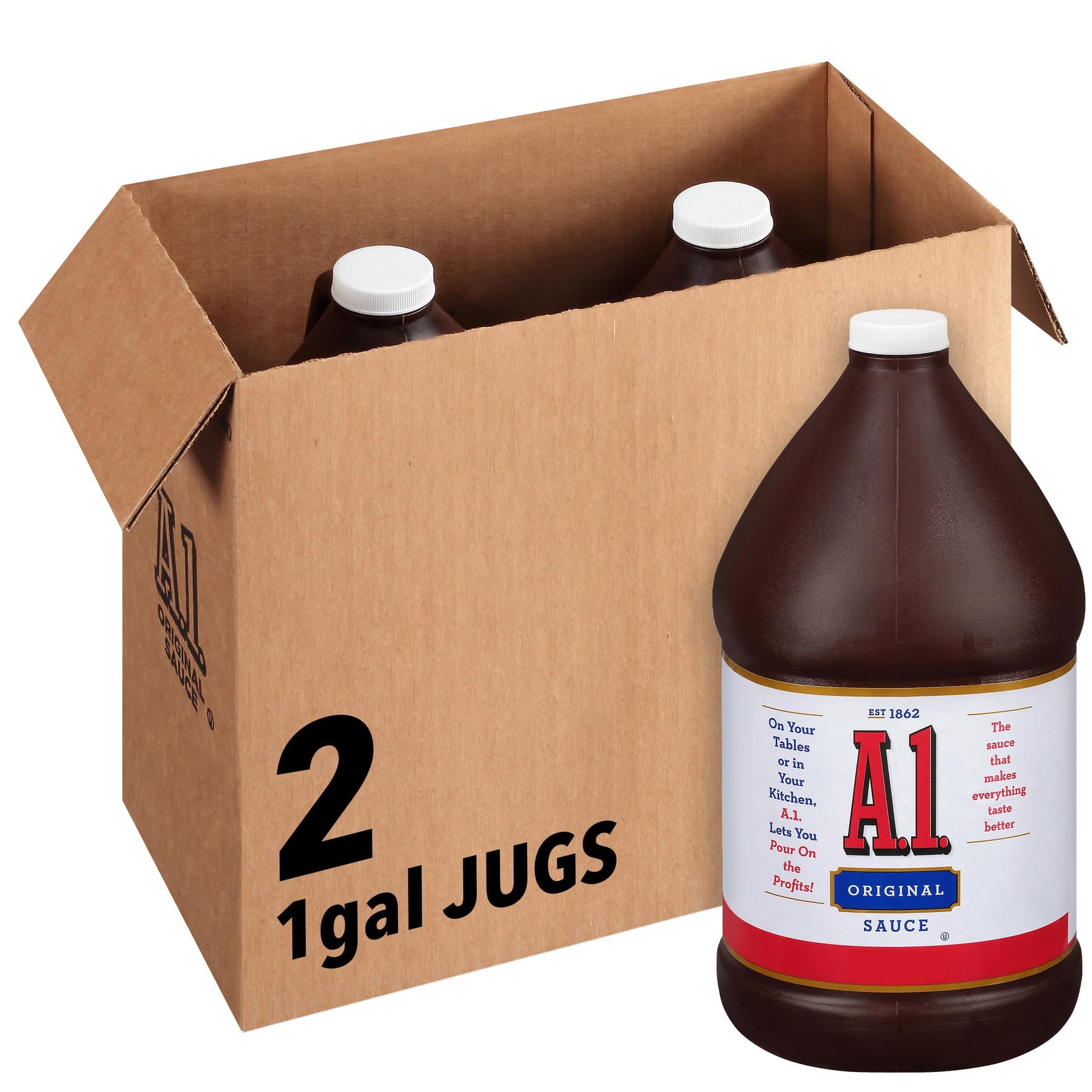 A.1. Original Steak Sauce, 1 Gallon Jug (128 Fl Oz, Pack of 2) - Bulk Kosher and Gluten-Free Savory Sauce