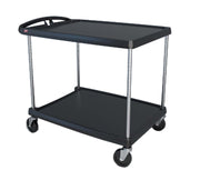 METRO MY2636-25BL myCart Series Black Polymer Utility Cart, 2 Shelf, 36.63 X 40.25 X 27.69-Inch
