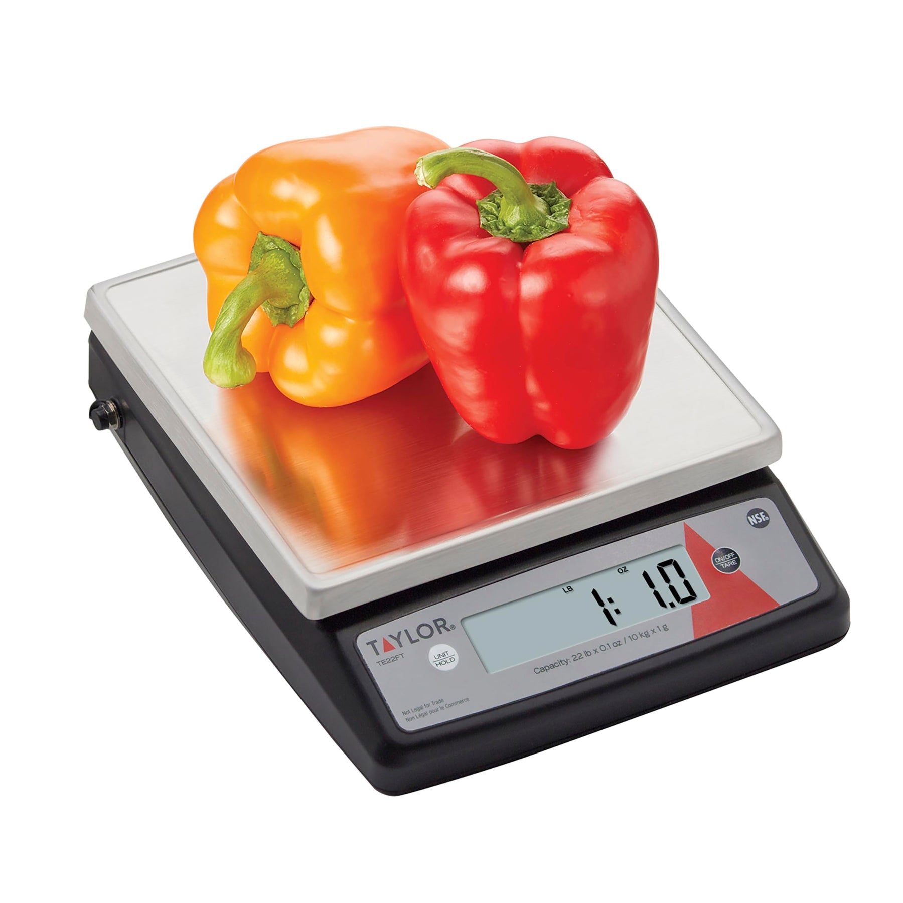 Taylor TE22FT 22-Pound Digital Portion Control Scale, Food Scale for Precise Weight Measuring and Portion Control, Tare and Hold Function, NSF, Stainless Steel Platform view 3