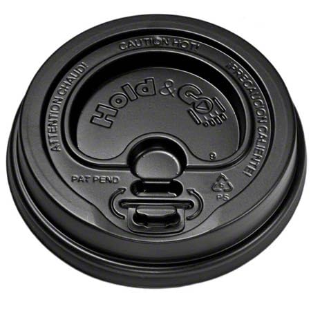 International Paper LHDNB-16 Polystrene Hold&Go Dome Lock-Back Hot Cup Lid, 12-Ounce to 20-Ounce, Black (12 Packs of 100)