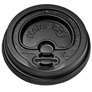 International Paper LHDNB-16 Polystrene Hold&Go Dome Lock-Back Hot Cup Lid, 12-Ounce to 20-Ounce, Black (12 Packs of 100)