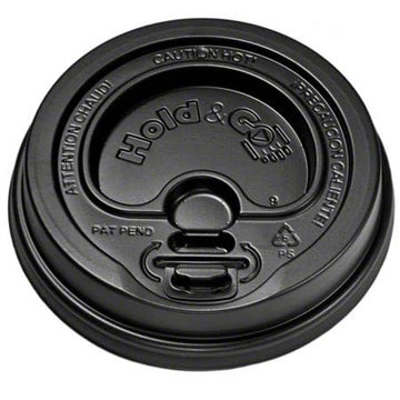 International Paper LHDNB-16 Polystrene Hold&Go Dome Lock-Back Hot Cup Lid, 12-Ounce to 20-Ounce, Black (12 Packs of 100)