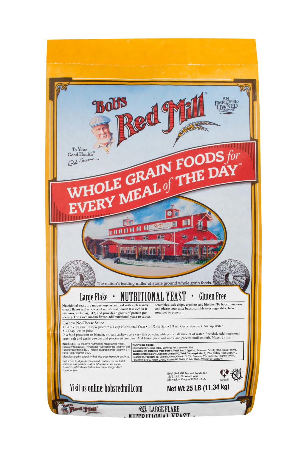 Bob's Red Mill Nutritional Yeast Seasoning, 25 Pound (Pack of 1) - Non-GMO, Vegan, Gluten Free – Good Source of Protein & Vitamins – Nutritious Savory Parmesan Cheese Substitute view 3