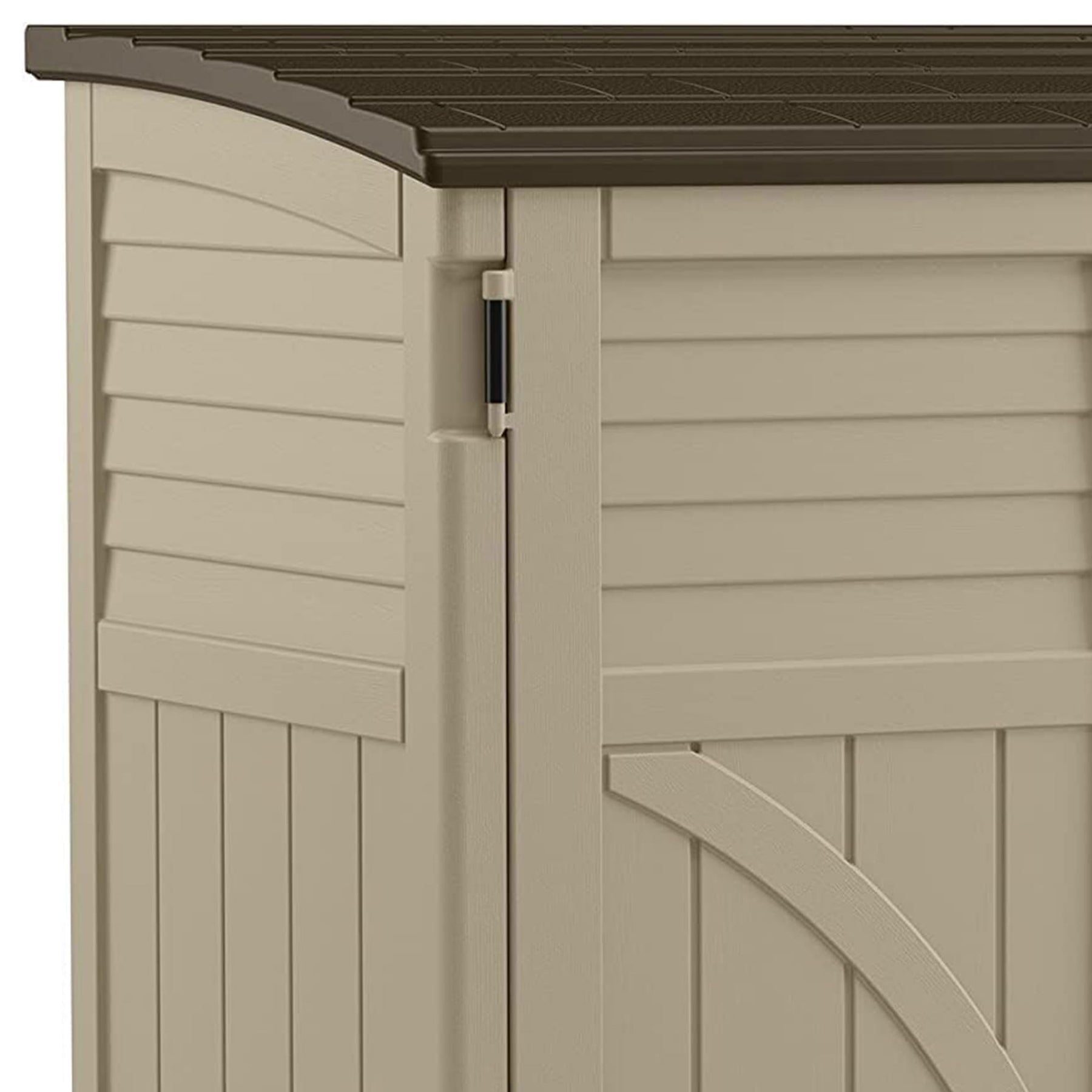 Suncast Horizontal Shed, Compact Outdoor Storage System, 34 Cu. Ft. Capacity, Sand & Slate - Lockable Multi-Wall Resin Organizer for Garbage Cans, Garden Tools, Bins, Bikes and Yard Equipment view 5