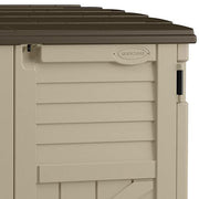 Suncast Horizontal Shed, Compact Outdoor Storage System, 34 Cu. Ft. Capacity, Sand & Slate - Lockable Multi-Wall Resin Organizer for Garbage Cans, Garden Tools, Bins, Bikes and Yard Equipment view 6