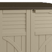 Suncast Horizontal Shed, Compact Outdoor Storage System, 34 Cu. Ft. Capacity, Sand & Slate - Lockable Multi-Wall Resin Organizer for Garbage Cans, Garden Tools, Bins, Bikes and Yard Equipment view 7