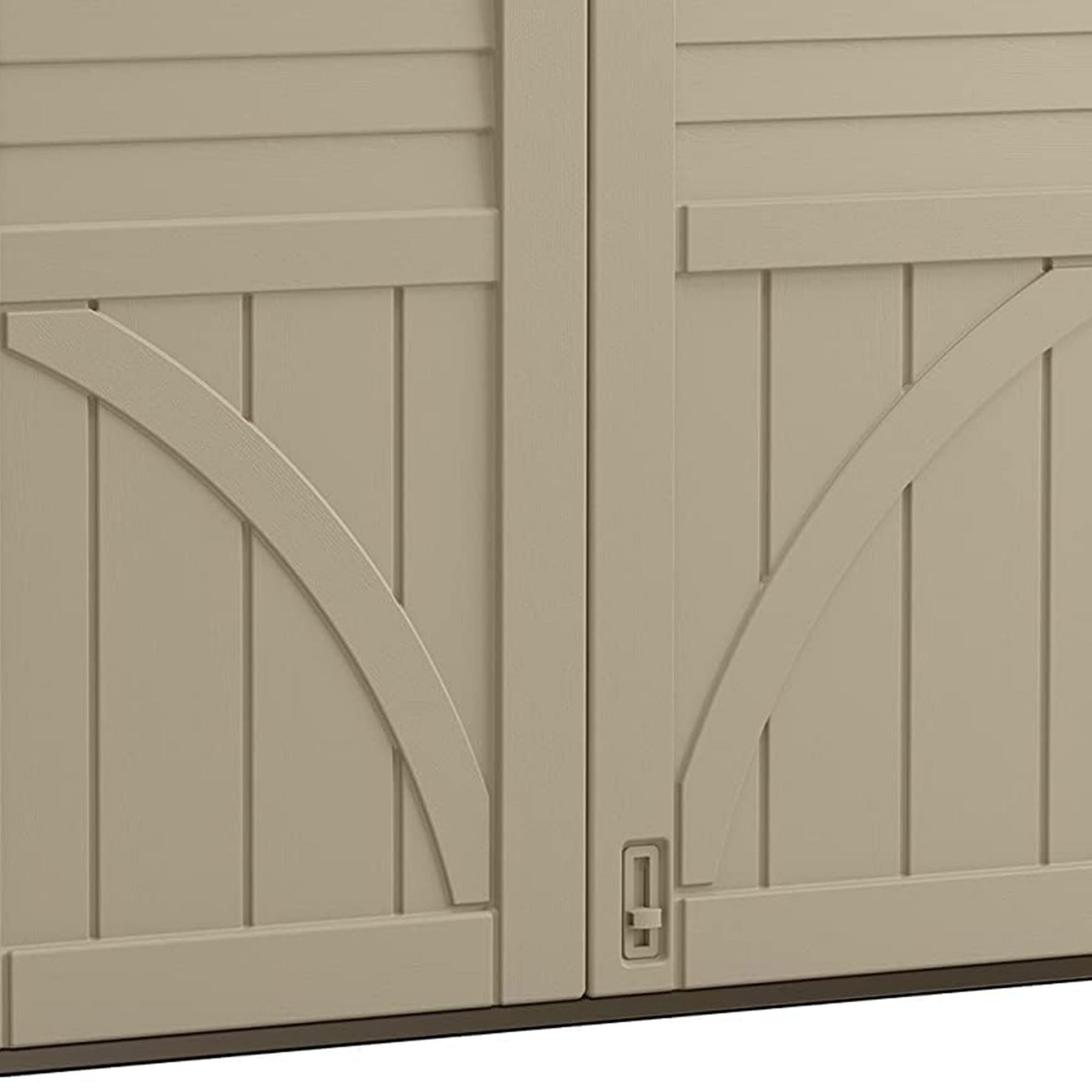 Suncast Horizontal Shed, Compact Outdoor Storage System, 34 Cu. Ft. Capacity, Sand & Slate - Lockable Multi-Wall Resin Organizer for Garbage Cans, Garden Tools, Bins, Bikes and Yard Equipment view 8
