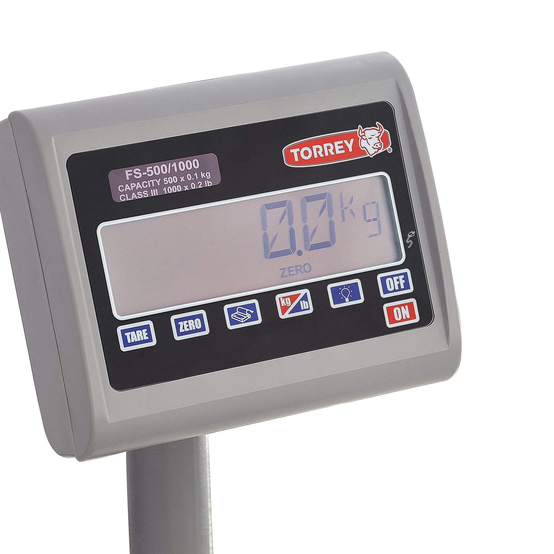 TORREY FS500/1000 Digital Receiving Scale, Rechargeable Battery, Robust Steel Construction, Toggles between kg and pounds, 500 kg/1000 lb, Gray view 3