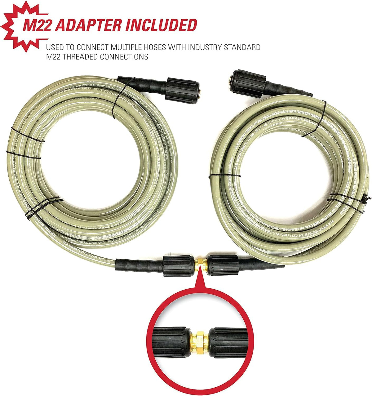 Simpson Cleaning 40224 Morflex Series 3300 PSI Pressure Washer Hose, Cold Water Use, Inner Diameter, Natural, 25-Feet (1/4 Inch) view 5