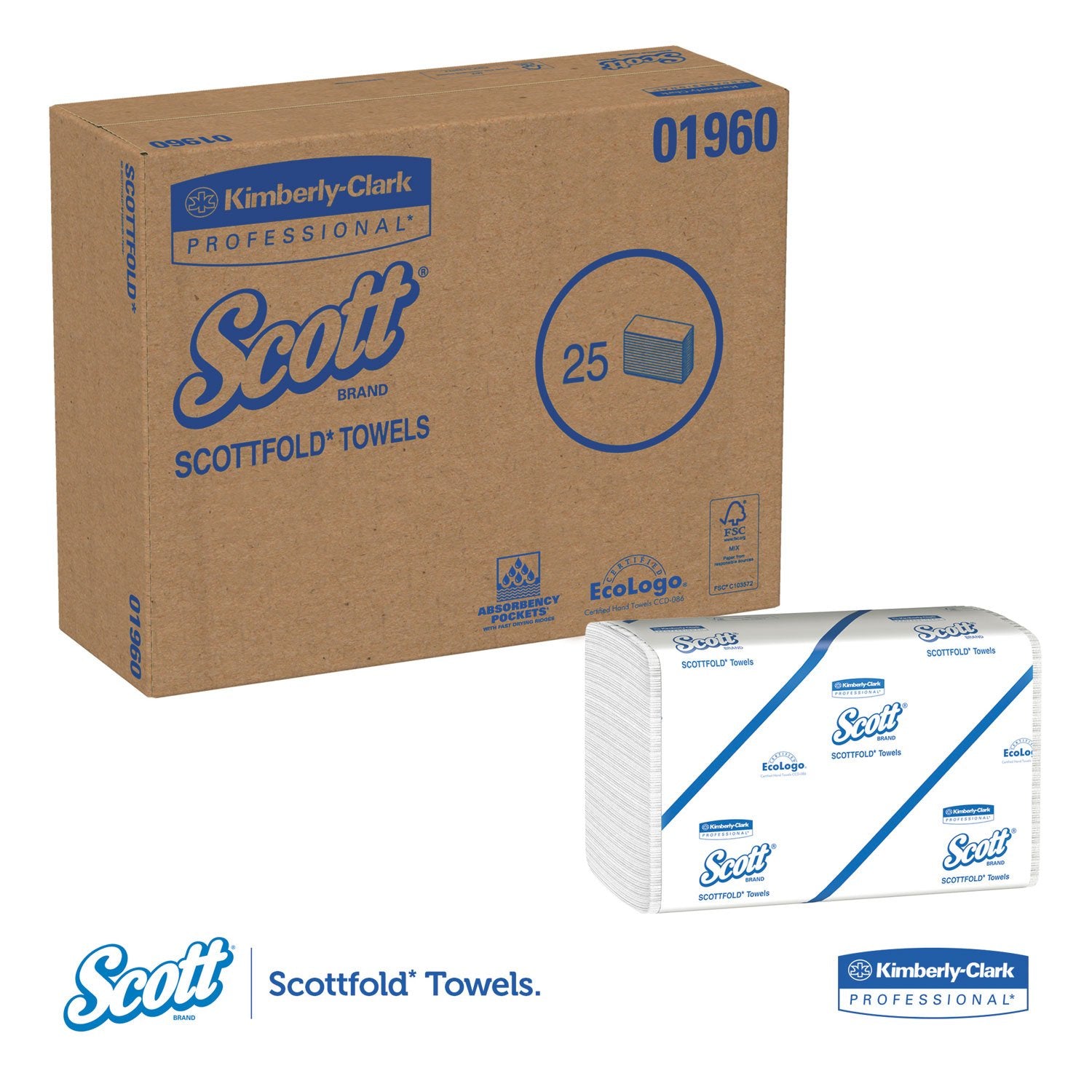 Scottfold M Towels, 8-1/8 x 12-1/2, White, 175 Towels/Pack, 25 Packs/CT view 2