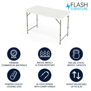 Flash Furniture 4-Foot Bi-Fold Granite White Plastic Folding Table view 2