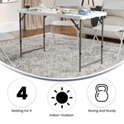 Flash Furniture 4-Foot Bi-Fold Granite White Plastic Folding Table view 4