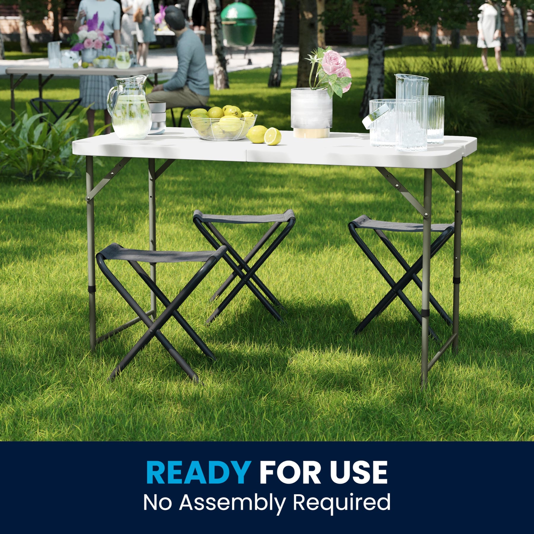 Flash Furniture 4-Foot Bi-Fold Granite White Plastic Folding Table view 7