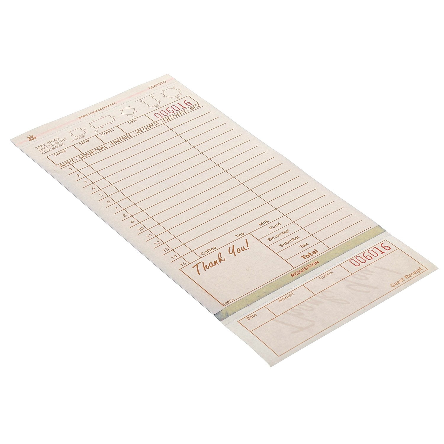 AmerCareRoyal Guest Check Loose-Pack Refill, 15 Lines, Three-Part Carbonless, 4.2 x 8.5, 200 Forms/Pad, 10 Pads/Carton view 2