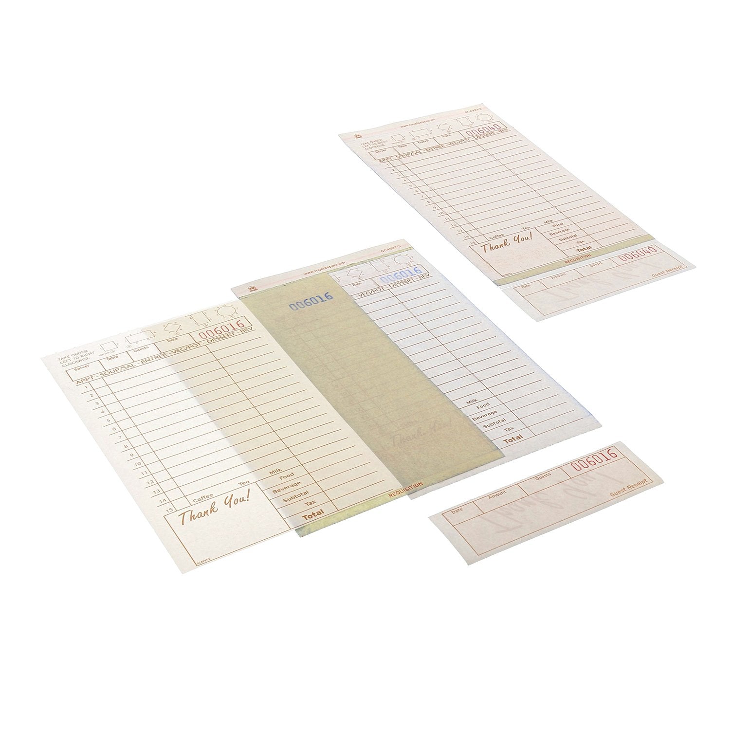 AmerCareRoyal Guest Check Loose-Pack Refill, 15 Lines, Three-Part Carbonless, 4.2 x 8.5, 200 Forms/Pad, 10 Pads/Carton view 4
