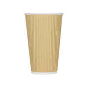 Karat 16oz Ripple Insulated Coffee Hot Cups [500 Count] Kraft Double Poly Lined Paper Hot Cup - Ideal for Hot Beverages, 90mm (C-KRC516)