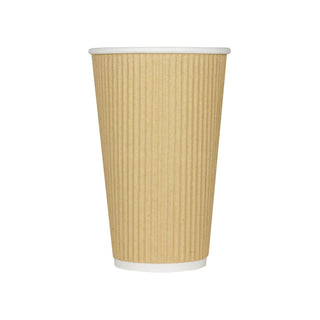Karat 16oz Ripple Insulated Coffee Hot Cups [500 Count] Kraft Double Poly Lined Paper Hot Cup - Ideal for Hot Beverages, 90mm (C-KRC516)