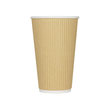 Karat 16oz Ripple Insulated Coffee Hot Cups [500 Count] Kraft Double Poly Lined Paper Hot Cup - Ideal for Hot Beverages, 90mm (C-KRC516)