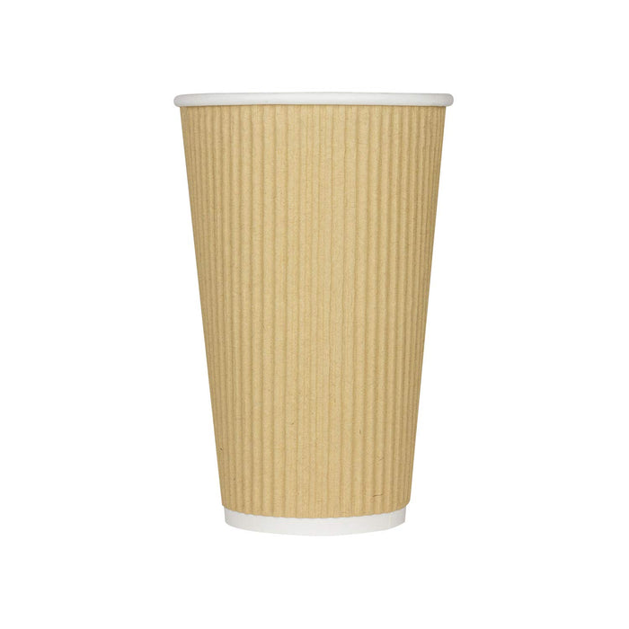 Karat 16oz Ripple Insulated Coffee Hot Cups [500 Count] Kraft Double Poly Lined Paper Hot Cup - Ideal for Hot Beverages, 90mm (C-KRC516)