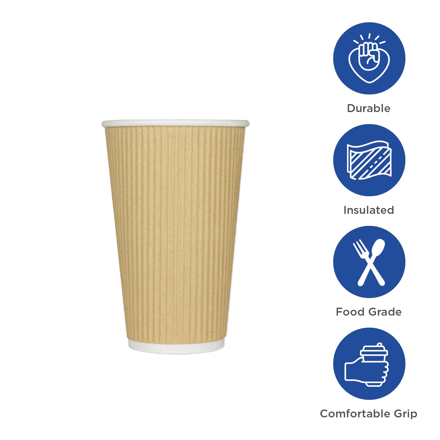 Karat 16oz Ripple Insulated Coffee Hot Cups [500 Count] Kraft Double Poly Lined Paper Hot Cup - Ideal for Hot Beverages, 90mm (C-KRC516) view 2