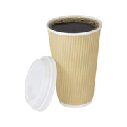 Karat 16oz Ripple Insulated Coffee Hot Cups [500 Count] Kraft Double Poly Lined Paper Hot Cup - Ideal for Hot Beverages, 90mm (C-KRC516) view 5