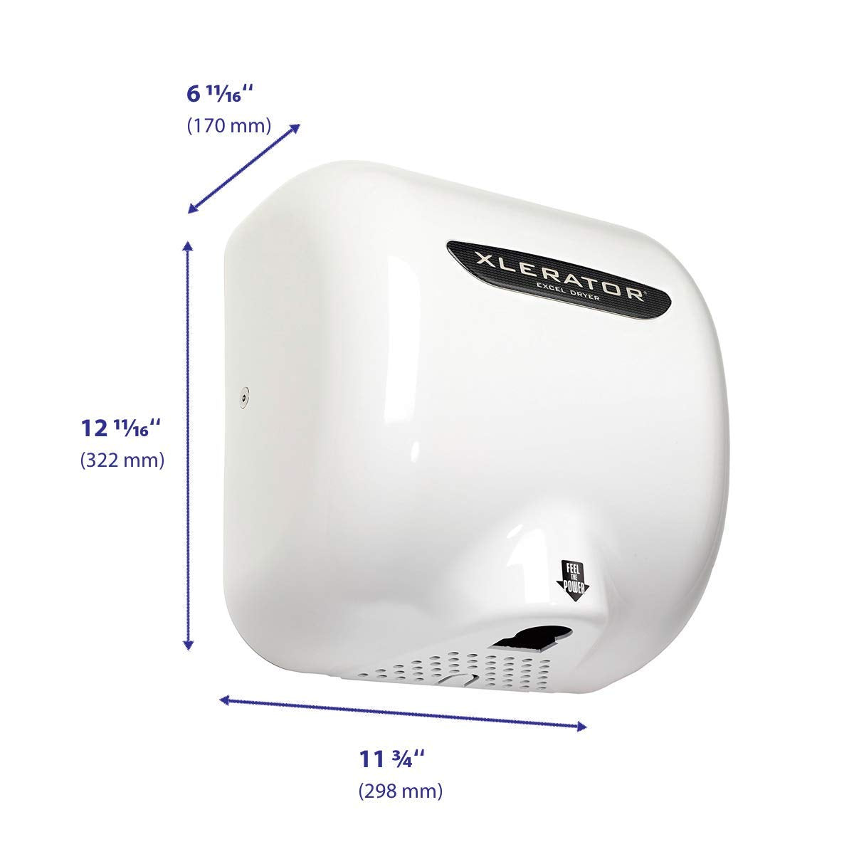 XLERATOR XL-BW Automatic High Speed Hand Dryer with White Thermoset (BMC)Cover and 1.1 Noise Reduction Nozzle, 12.5 A, 110/120 V view 3