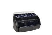 San Jamar Dome Stacked Condiment Center with Dome Lids for Kitchen, Bar, and Restaurants, Plastic, 9 Trays, Black