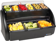 San Jamar Dome Stacked Condiment Center with Dome Lids for Kitchen, Bar, and Restaurants, Plastic, 9 Trays, Black view 3