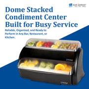 San Jamar Dome Stacked Condiment Center with Dome Lids for Kitchen, Bar, and Restaurants, Plastic, 9 Trays, Black view 7