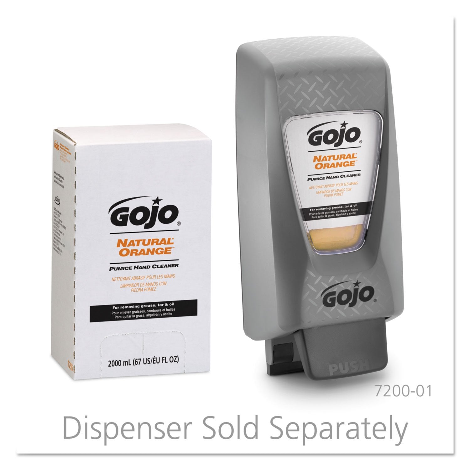 GOJO 7255 NATURAL ORANGE Pumice Hand Cleaner Refill, Citrus Scent, 2000mL, 4/Carton view 3