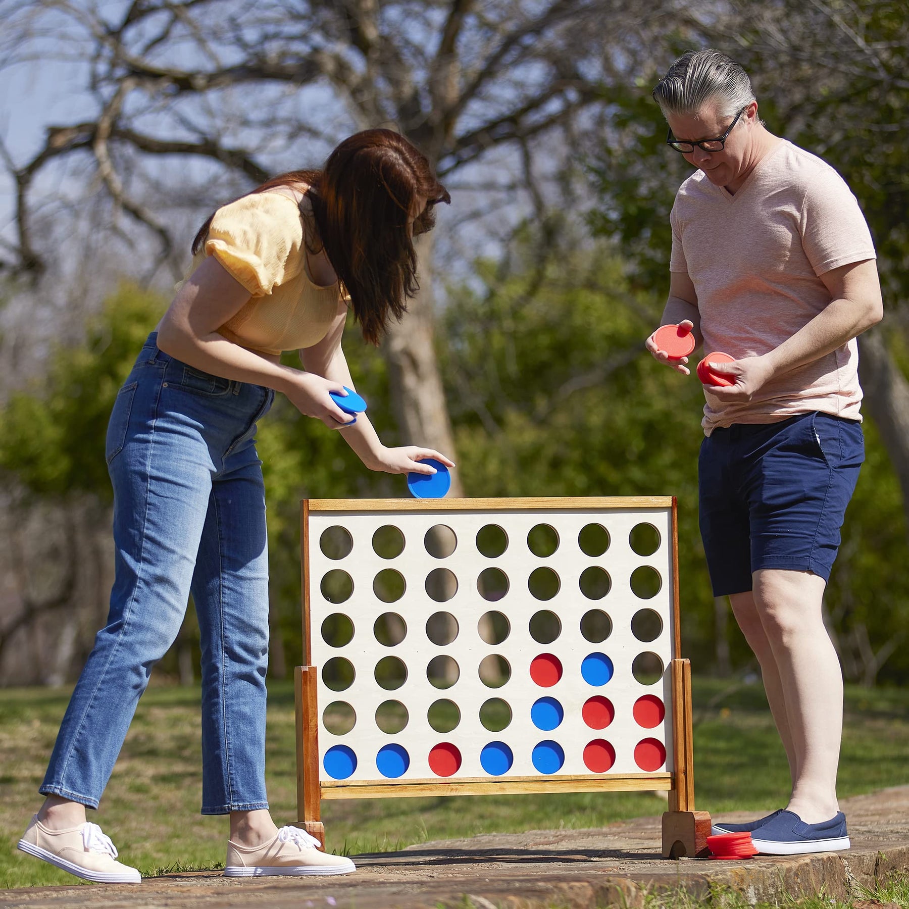 Giant 4 Connect in a Row with Carrying Case and Stained and Finished Legs and Frame view 4