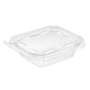 Safe T Fresh Tamper Evident 8 OZ Plastic Clear Hinged Container with Hanger/Case of 240