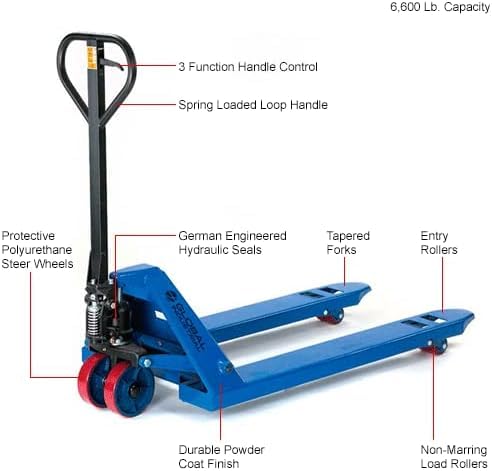 Global Industrial High Capacity Pallet Jack with 27" W x 48" L Forks view 6