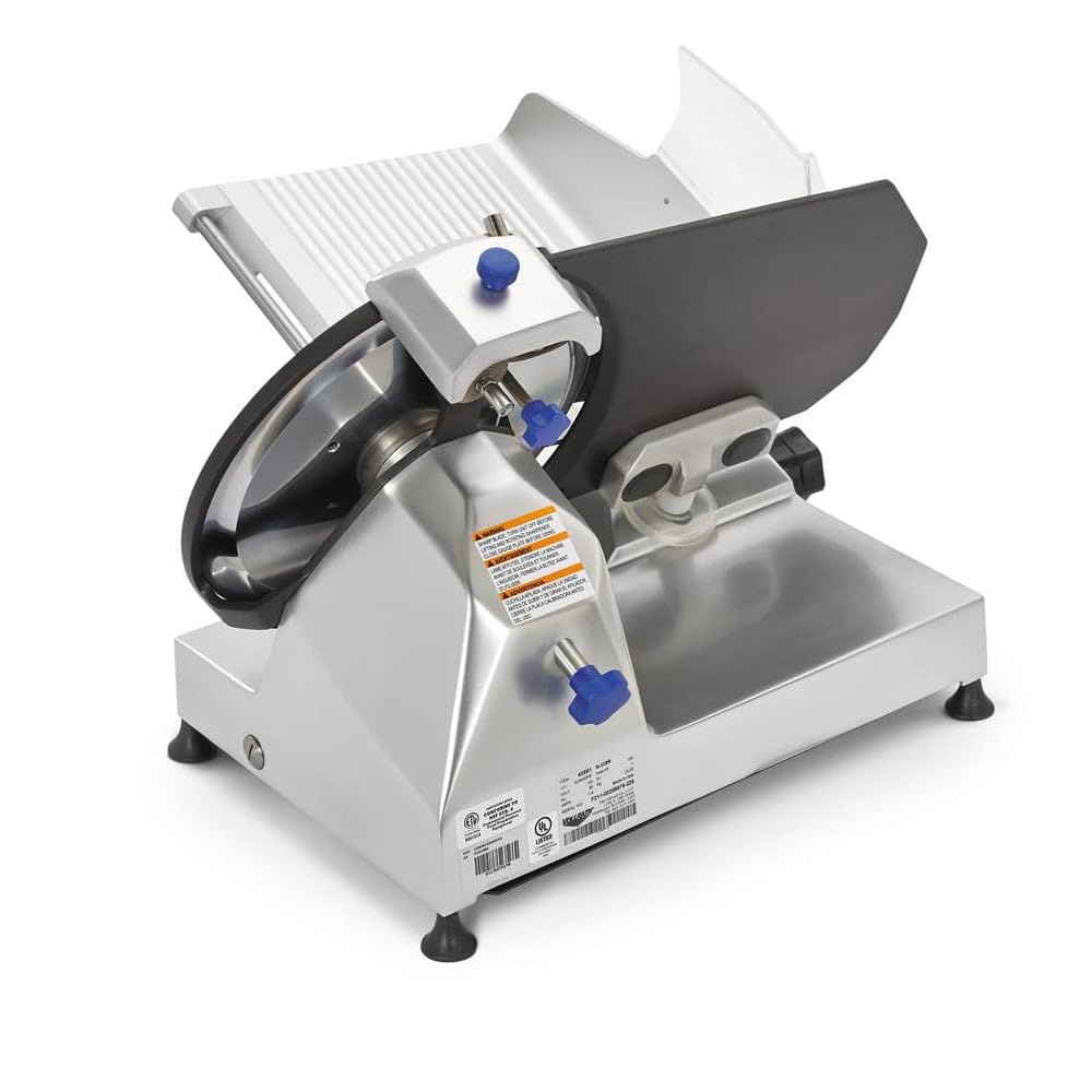 Vollrath 40951 Medium-Duty Electric Slicer, 12-Inch Blade, Cast Aluminum, 120V, Belt-Driven Design with Built-in Sharpener, Nonstick Coating, Adjustable Thickness, Removable Carriage view 2