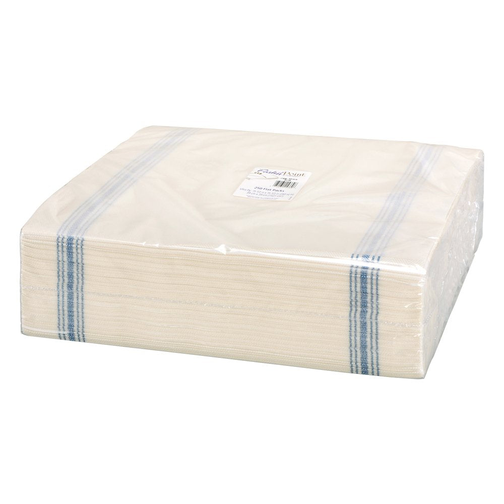 Hoffmaster FP1313 FashnPoint Blue and White Dishtowel Printed Flat Pack Napkin, Ultra Ply, 15 1/2" x 15 1/2" (3 Packs of 250) view 2