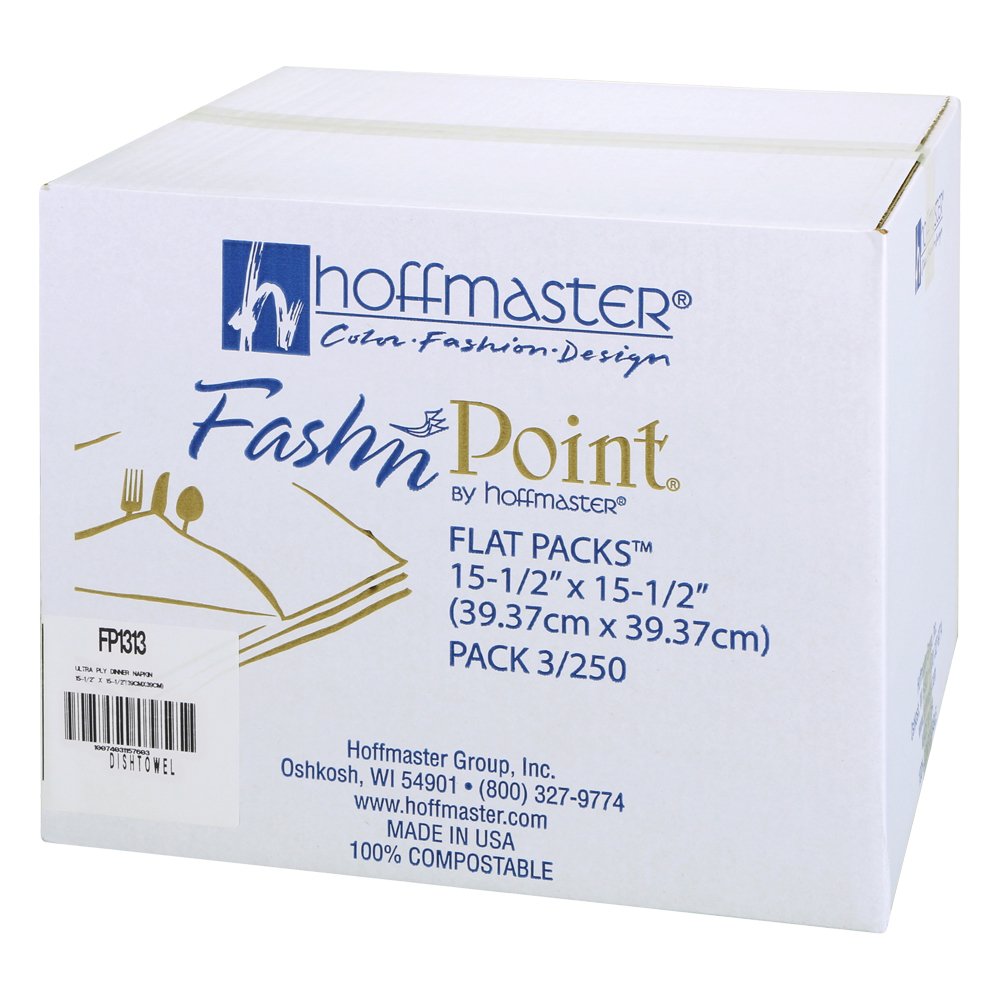 Hoffmaster FP1313 FashnPoint Blue and White Dishtowel Printed Flat Pack Napkin, Ultra Ply, 15 1/2" x 15 1/2" (3 Packs of 250) view 3