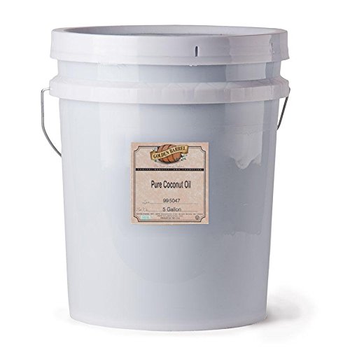 Golden Barrel Refined Coconut Oil - USA-Sourced, Food-Grade, All Natural Coconut Oil for Cooking & Baking - Non-Hydrogenated & Unscented - Also Used for Skin Care, Hair, & Soap Making, 5 Gallon Pail Bulk Size